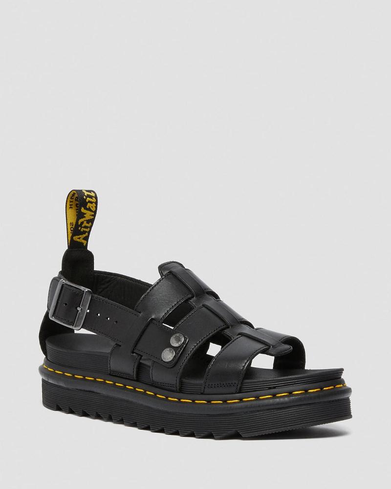 Sandalias Con Tiras Dr Martens Terry Cuero Hombre Negros | MX 164TCE